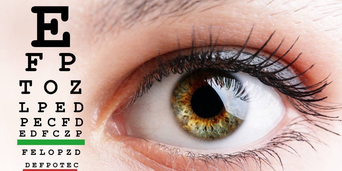 Eye closeup and eye chart