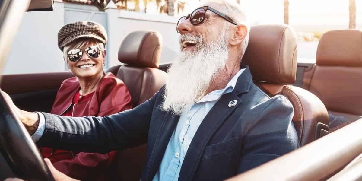 Older Man Driving Onvertable